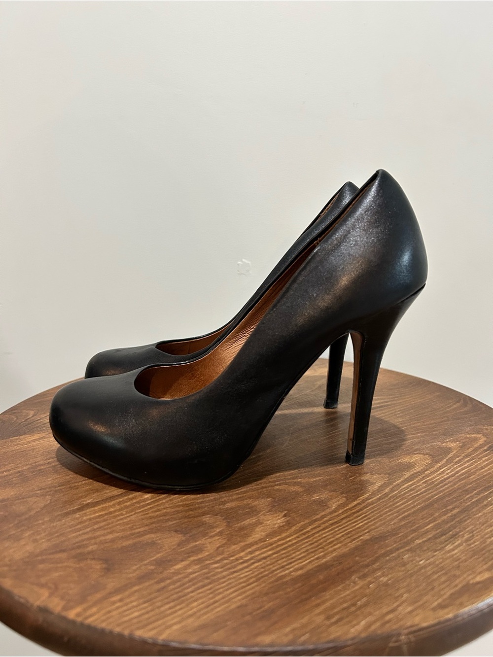 Aldo Black Leather High Heel Pumps